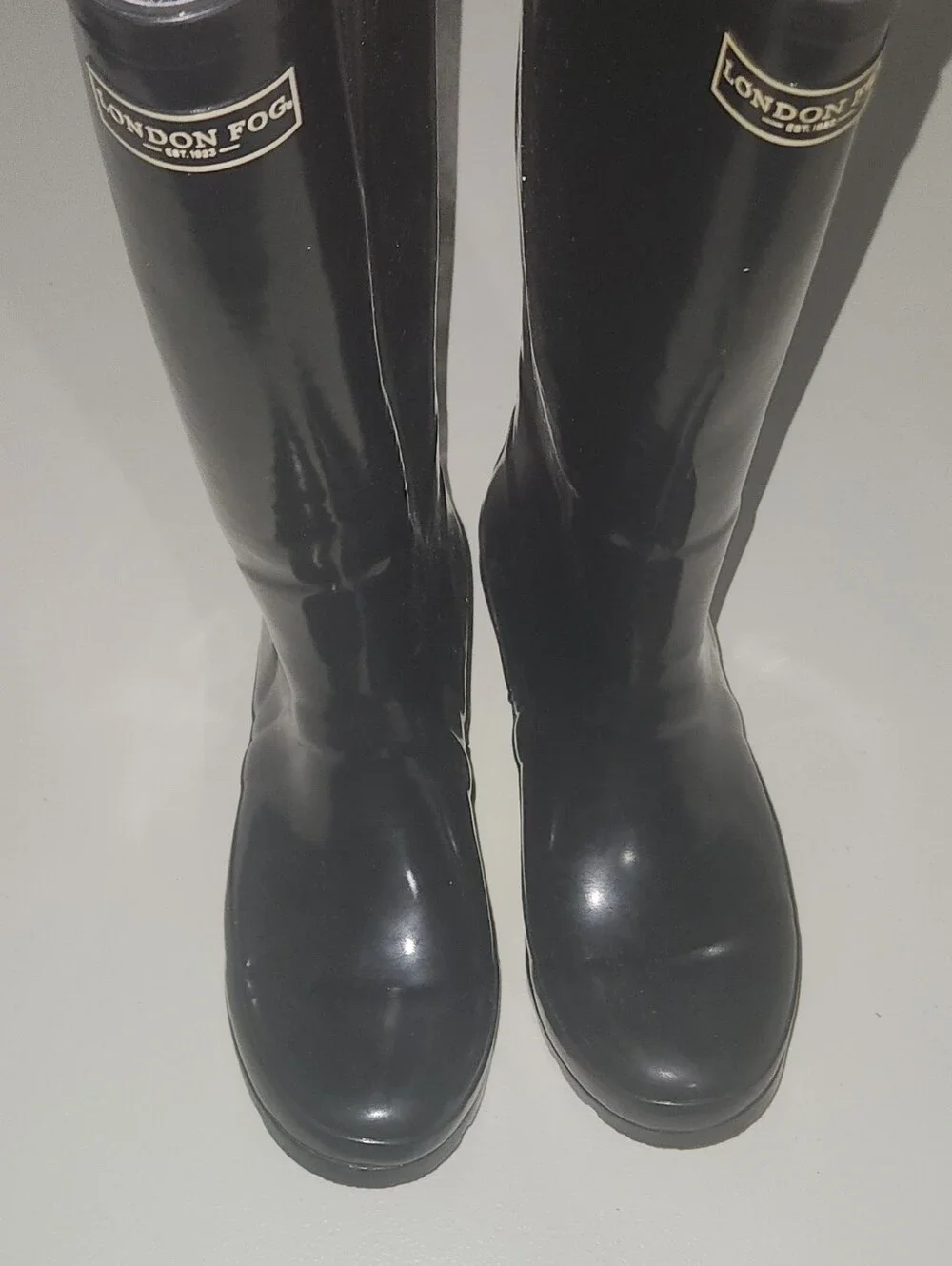 London Fog Tall Black Rain Boots Waterproof Women US Size 9